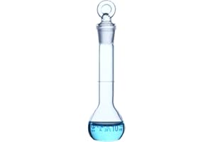 AIMEE_JL Volumetric Flask, Glass A, Capacity 10ML, Grinding Stopper, Printed Blue Graduations & Marking Spot, Borosilicate Glass, Lab Glassware Kits (10ml)