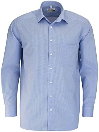 MARVELIS Men's Checkered Long Sleeve Casual Shirt Blue mid-Blue