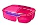 Sistema Lunch Collection Triple Split Lunch Box with Yogurt Pot Food Storage Container, 67.6 oz, Pink