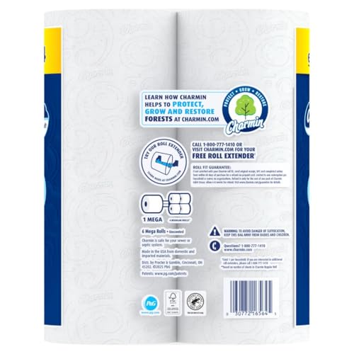 CHARMIN ULTRA SOFT TOILET PAPER, 6 MEGA ROLLS = 24 REGULAR ROLLS