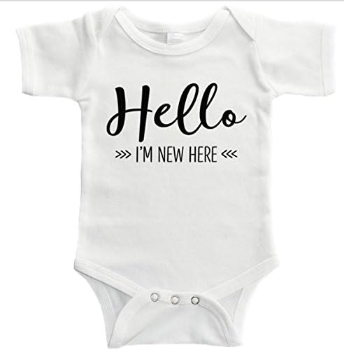 New Baby Gifts - Hello I'm New Here Onesie Vest for a Newborn Baby Girl or Boy - 0-3 Months Printed Baby Vest