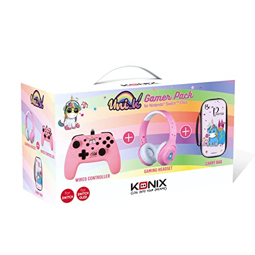 Unik Pack di accessori gaming per Nintendo Switch e Switch OLED - Cuffie - Controller Be Love - Custodia Be a Princess