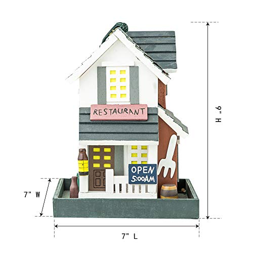 MEWANG Hanging Colourful Bird Feeder Garden Country Cottages Wooden Bird Feeder Height 9" - Thumbnail 6