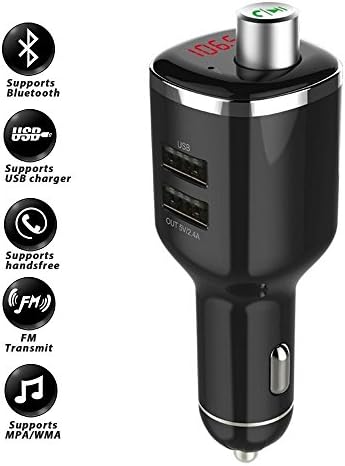 Bluetooth FM Transmitter, Wireless Car Radio Adapter Car Kit with 2 USB Car Charger MP3 Player Read Micro SD Card and USB Flash Drive for iPhone Speakerphone Samsung Smartphone
