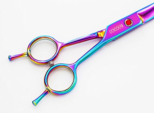 ROCOCO Professional Dog Grooming Scissors Set - Stainless Steel Rounded Tip Sharp Durable Shears Pet Grooming Comb in Kit - Best Tools Trimming Every Sensitive Dog Cat (Multicolour)