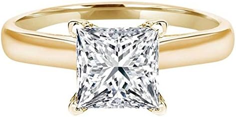 Clara Pucci 3.0 CT Princess Brilliant Cut Simulated Diamond CZ Solitaire Engagement Wedding Ring 14k Yellow Gold