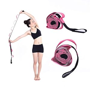 Kottle 10 Fixed Loops Anti-slip Durable Cotton Yoga Strap, Multi-grip Stretching Strap for Flexibility and Physical Therapy Fitness Exercise (Pink)
