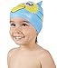 Kids Fun Silicone Swim Cap for Boys and Girls (ages 2-9) + Storage Tube by AqtivAqua