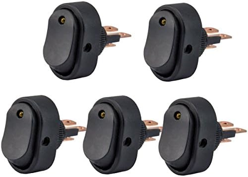 sQtar 30Amp 12Volt LED ON-OFF Rocker Switch Toggle Triangle Plug Switch for Car Motorcycle Boat Marine (Yellow, 5-Pack)