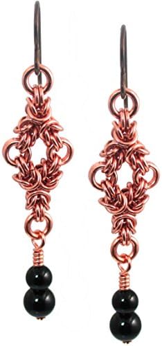 Art Thou Glorious Copper Twin Triangle Earrings with Onyx