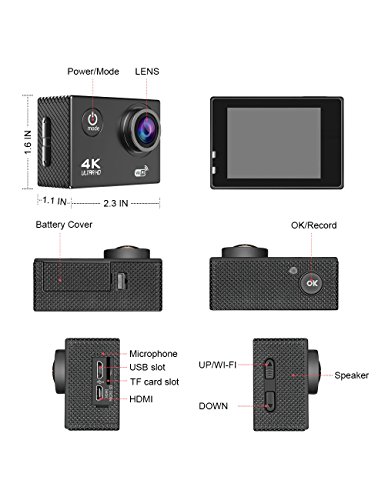 Beownwear-4K-Action-Camera-WIFI-170-Degree-Wide-Angle-Lens-Full-HD-1080P-Waterproof-Camcorder-2-inch-Screen-Sport-Cam-with-2-PCS-1050mAh-Batteries-and-18-Accessories-KitsBlack