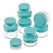 eBoot 10 Pieces Empty Clear Plastic Sample Containers 3/5/ 10/15/ 20 Gram Size Round Cosmetic Pot Jars with Screw Cap Lids and 2 Pieces Mini Spatula (Green)