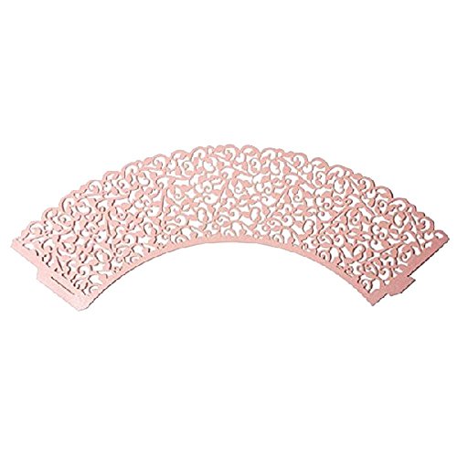100 Pcs - Vine Cupcake Wrapper Liner Muffin Wrappers Packaging Shimmering Laser Cut for Party,Baby Shower,Birthday (Shimmery Pink)