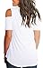 SMALNNIE Cold Shoulder Tshirts for Women Loose Fit Basic Tops and Blouse White XL