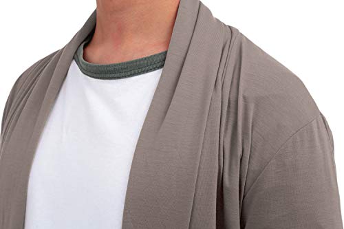 FISOUL Men's Cardigan Ruffle Shawl Collar Cardigan Open Front Blend Long Length Drape Cape Overcoat