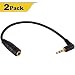Warmstor 2 Pack Gold Plated 2.5mm Male to 3.5mm (1/8 inch) Female Stereo Audio Jack Adapter Cable 90 Degree Right Angle Connector