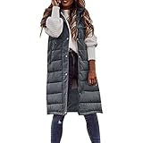 Long Puffer Vest for Women Lightweight Sleeveless