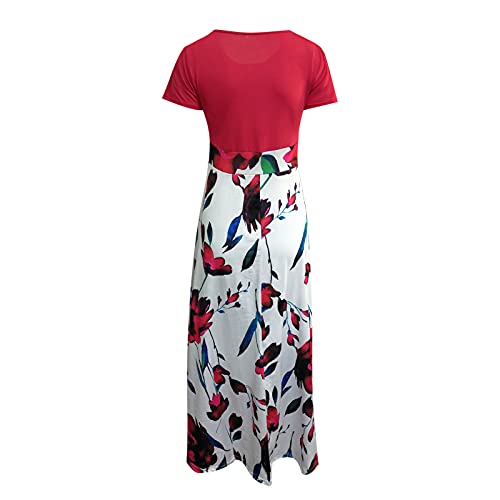 Tapanet Women's Casual Dresses 2023 Fashion Floor-Length Long Dress Printed Maxi Dress Plus Size Dress Independence Day Dress Elegant Floral Dress Slim Soft Dress Emperor Waist Dress