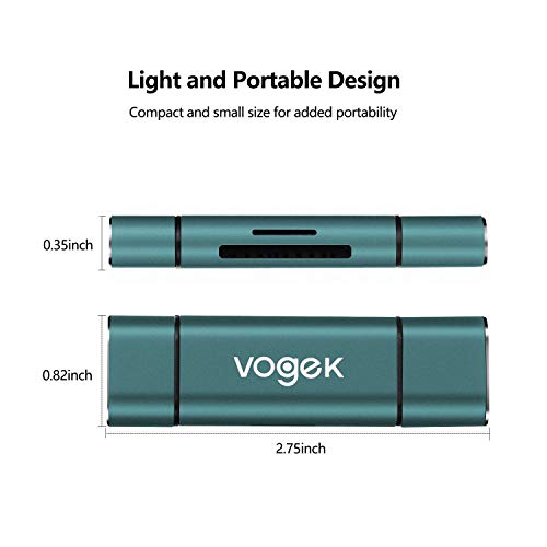 VOGEK SD Card Reader, 3-in-1 USB 3.0 / USB C/Micro USB Card Reader - SD, Micro SD, SDXC, SDHC, Micro SDHC, Micro SDXC Memory Card Reader for MacBook PC Tablets Smartphones (Green) - Thumbnail 2