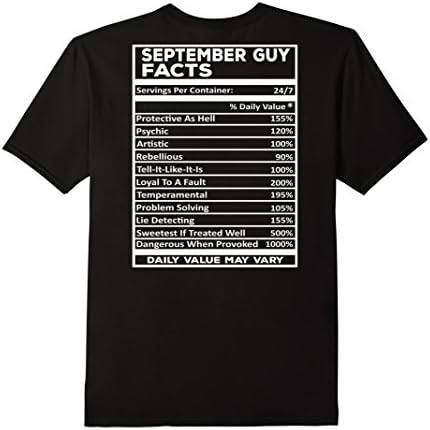 Mens September Guy Facts T-Shirt XL Black