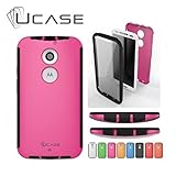 Ucase Moto X 2nd Generation With built in Screen Protector, Hybrid Slim Phone Case Cover (Pink)