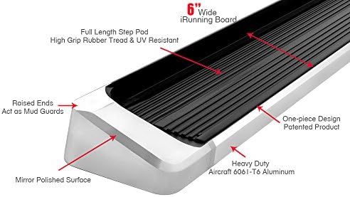 iBoard Running Boards Polish 6 Inch 1997-2000 Dodge Durango 1999-2000 Dodge Dakota Quad Cab IB04RIA1A