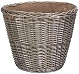 Vanilla Leisure Log Basket Large Round Hessian Lined Wicker Firewood Storage view 6