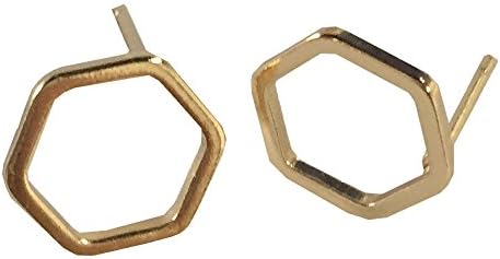 Women's Beehive Shape Ear Studs, Ladies Geometric Earrings (Gold)