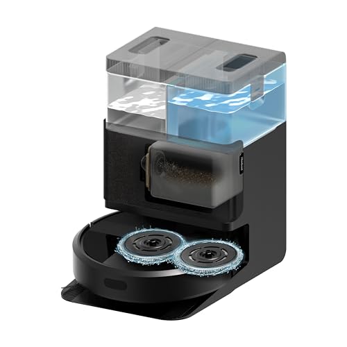 Roomba Plus 405 Combo Robot + AutoWash - Base Multifonction - Lavage et séchage des lingettes - LiDAR Clearview - 75 Jours d'autovidage - Double Lavage avec SmartScrub - Noir