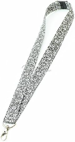 Breakaway Snow Floral Fabric Lanyard with Key Chain for Cell Phone / USB / Key / ID Badge Holder (Black)