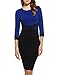 ANGVNS Women's 3/4 Sleeve Elegant Colorblock Business Cocktail Party Pencil Dress