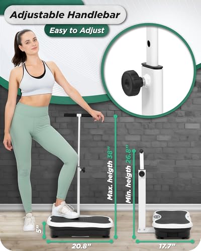 Vibration Plate Exercise Machine, with Bluetooth Speaker, Resistance Bands and Remote, Power Platform for Lymphatic Drainage, Full Body Workout Home Fitness Equipment