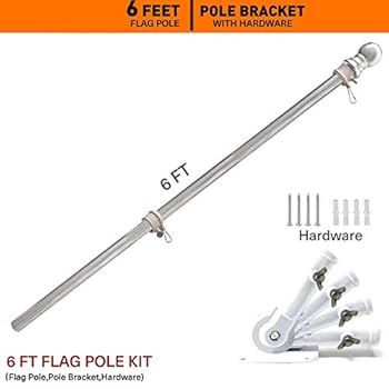 diig 6FT Flag Pole Kit,Stainless Steel Heavy Duty American US Flagpole with Flag Mounting Bracket, Rustproof for Outdoor Garden Roof Walls Yard Truck（Only Flagpole+Bracket ）