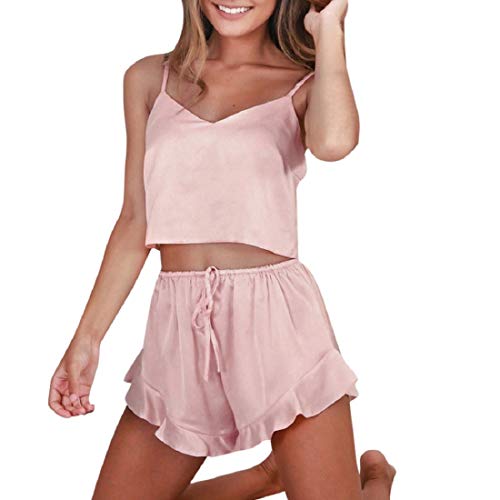 Womens Sleepwear Sale,HULKAY Clearance Sexty Lace Suspenders Intimates Cami Pajamas Suit Lingerie Nightgown for Women(Pink 2,XL)
