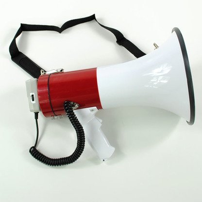 50 Watt Megaphone with Safety Siren, Handheld Microphone, Pistol Grip Talk Switch and Adjustable Shoulder Strap (Best Handgun With Safety Switch)