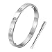 Yeemer Stainless Steel Love Screw Oval Bracelet Bangle Women Men with Screwdriver (19cm Silver color)
