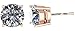 Central Diamond Center 14K Solid Gold Post & Sterling Silver 4 Prong CZ Stud Earrings - Rose Gold Plated - 6.50mm - 2.00cttw