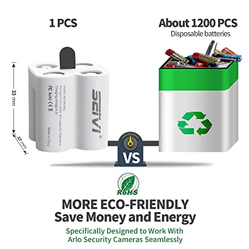 SEIVI Rechargeable Batteries for Arlo, Rechargeable Batteries (2 Pack) with Charger Compatible