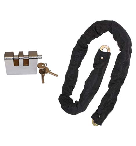 Hardened Steel Security Chain with Double Slotted Steel Shackle Padlock (Keyed to Differ)