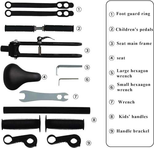 Siege Velo Enfant Avant, Selle de Vélo pour Enfants avec Guidon et Pédalier, Siège de Vélo pour Enfant Compatible avec Les VTT Adulte, Porte Enfant Vélo Amovible Portable pour Enfant de 2 à 5 Ans