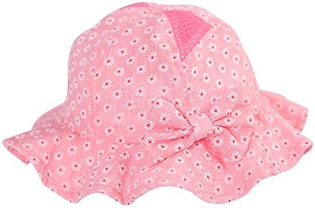 Gongzhumama Baby Girl's Sun Hat with Hair Bow Sun Protection (12-24months, pink)