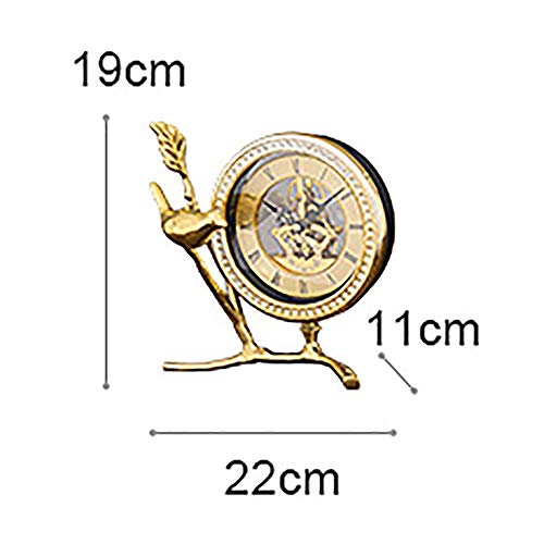MQW European-Style Luxury Brass Clock Study Decoration Home Accessories Creative Living Room Bedroom Bedside Decorative Clock 22 11 19cm Delicate and Beautiful