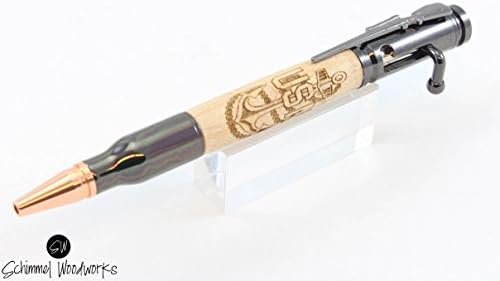 Handmade Schimmel Pen, US Navy Anchor maple wood pen, gun metal bolt action bullet pen, Navy gift. Show your support for the Navy! Comes in a Gift box!