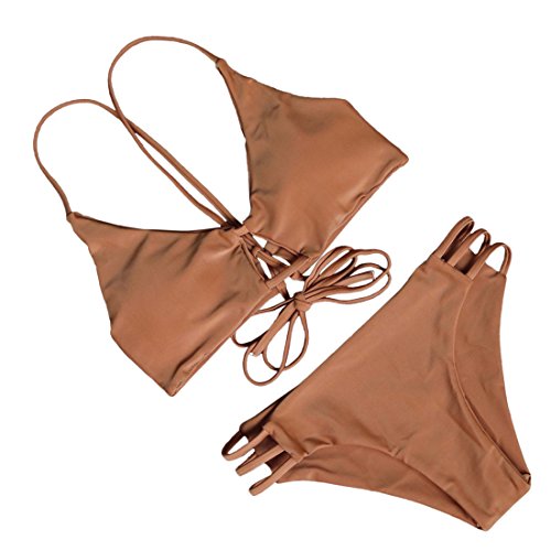 MOOSKINI Women Cut out Vintage Pin up 2 Piece Tankini Swimsiut (M(US Size 4-6), B604)