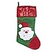Gift Boutique Set of 3 Christmas Stockings 18” Sequin Holiday Stocking Decorations, Red Green and Blue Colors Santa Claus Snowman & Tree Character Design Party Favor Accessories for Fireplace Decor