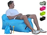 Air Chair by TREADWAY. Rapid inflation, compact/lightweight, inflatable air filled beach/camping chair - Ideal for festivals, gaming, fishing, dorm room, bedrooms & travel.