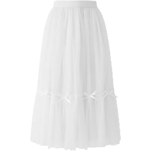 Girls Tulle Skirts High Waist Mesh Long Skirt Midi Tutu Skirt Dress for Girl