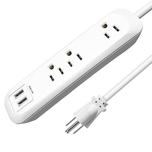 Power Strip Surge Protector, 3 AC Outlets with 2 USB Ports (2.4A/12W