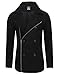 TAM WARE Mens Stylish Zip Up Wool Double Breasted Pea Coat