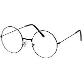Spooktacular Creations Halloween Black Wizard Glasses, Old Men Round Wire Costume Glasses Accessory for Men Women Halloween Dress Up, Halloween Costume Prop